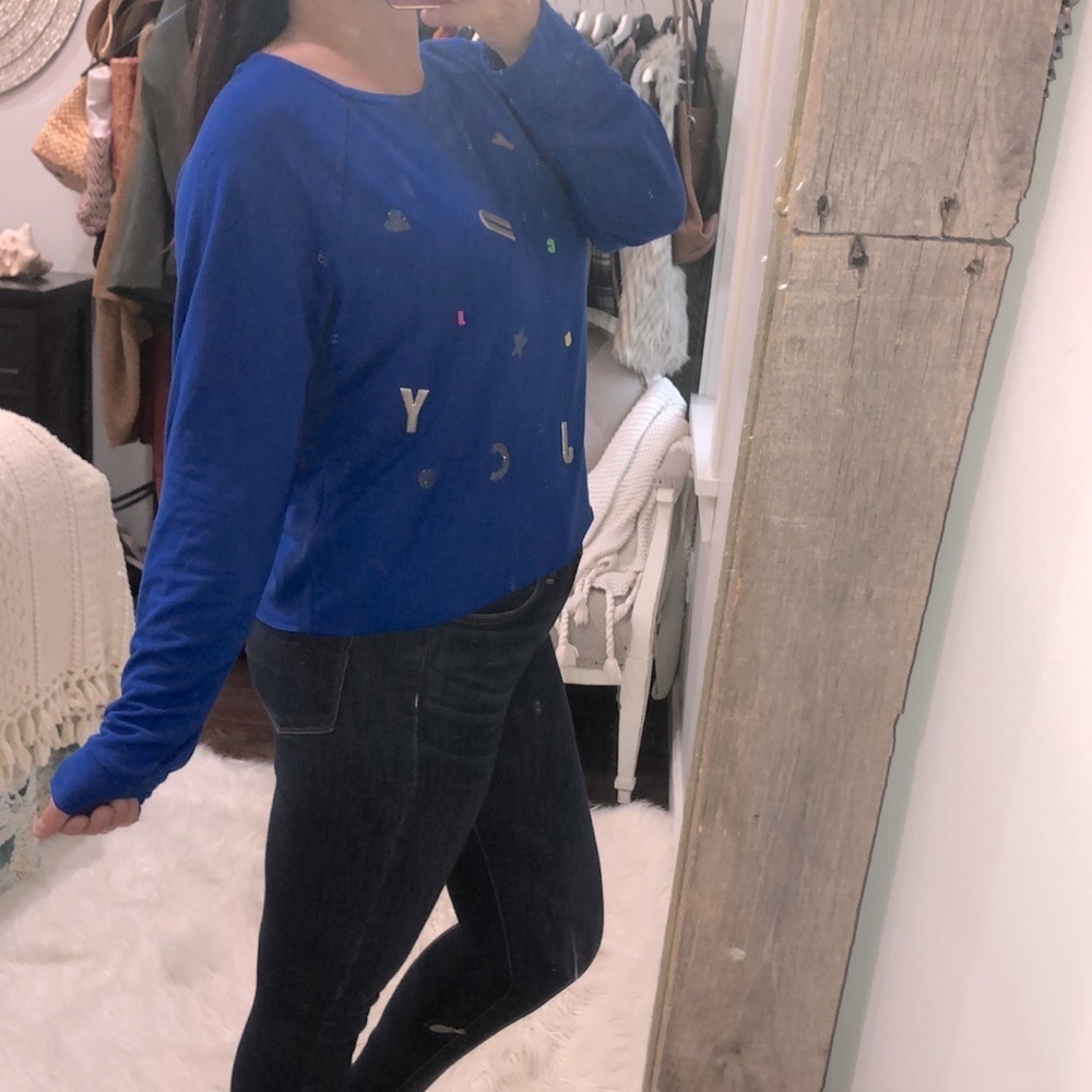 Juicy Couture size XLarge Royal blue cozy spellout sweatshirt - Picture 3 of 10